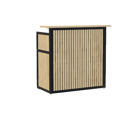 Comptoir bar BAT 1030 - Structure noire et panneaux noirs